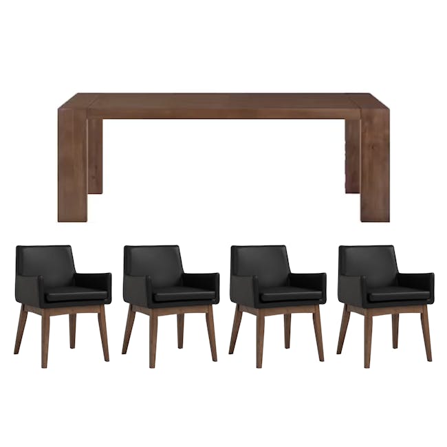 Clarkson Dining Table 2.2m in Cocoa with 4 Fabian Armchairs in Espresso - 0