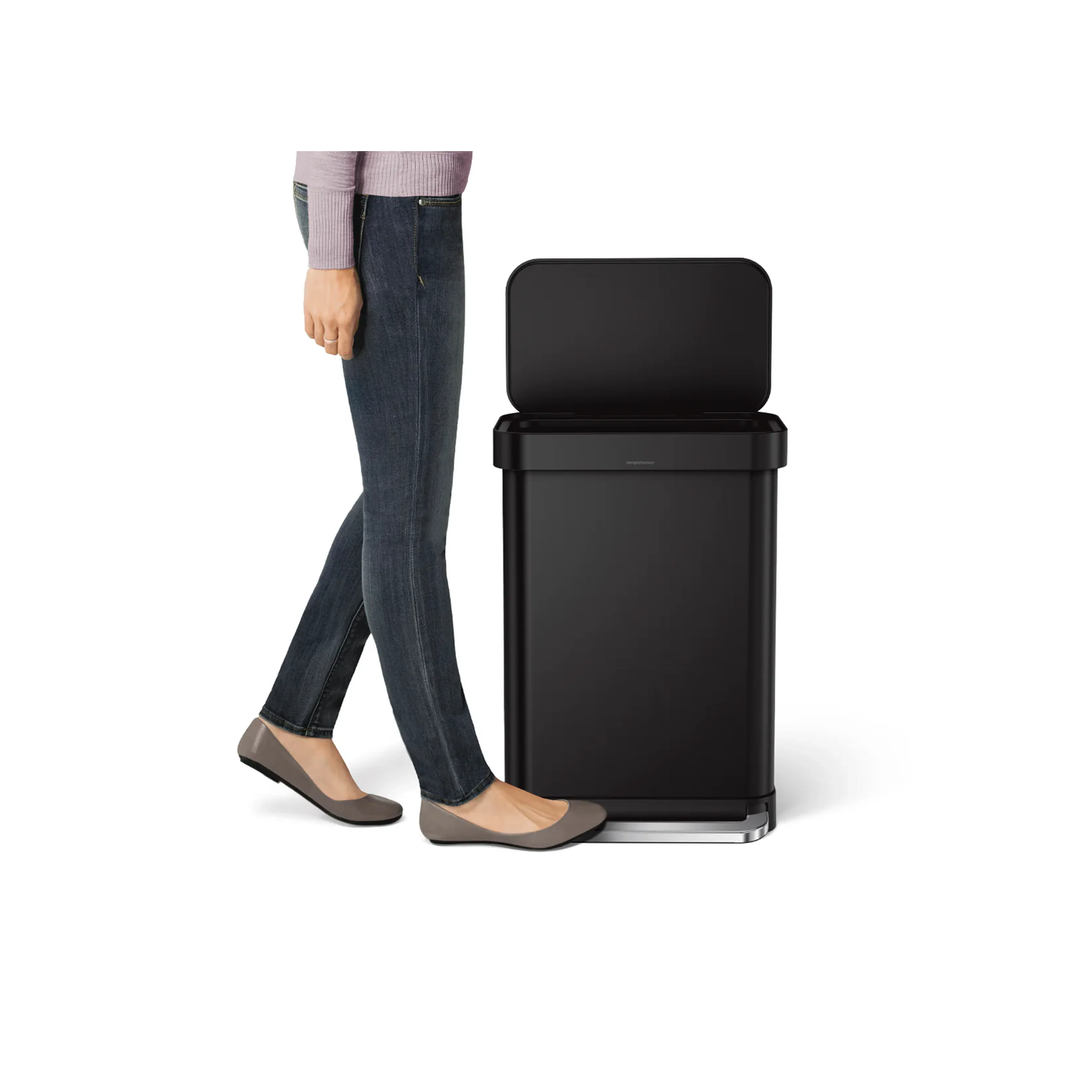 simplehuman Rectangular Step Can - Matte Black (2 Choices) - 7