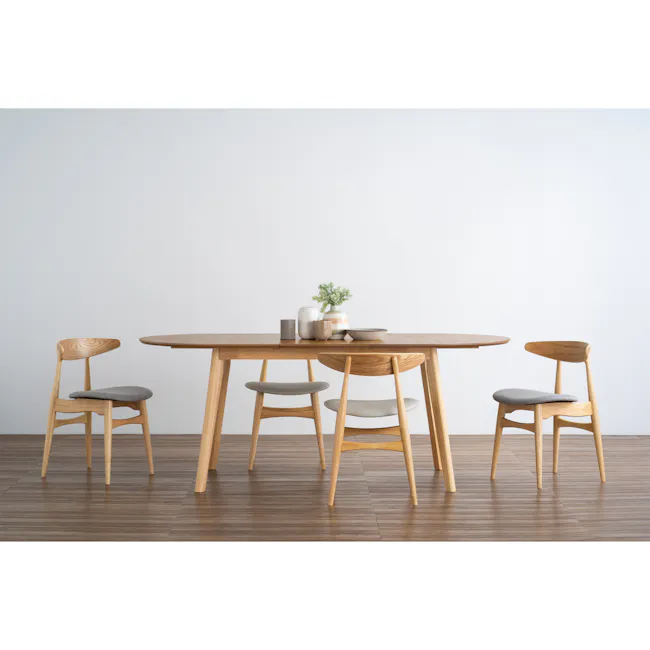 Tricia Dining Chair - Oak, Cream (Faux Leather) - 2