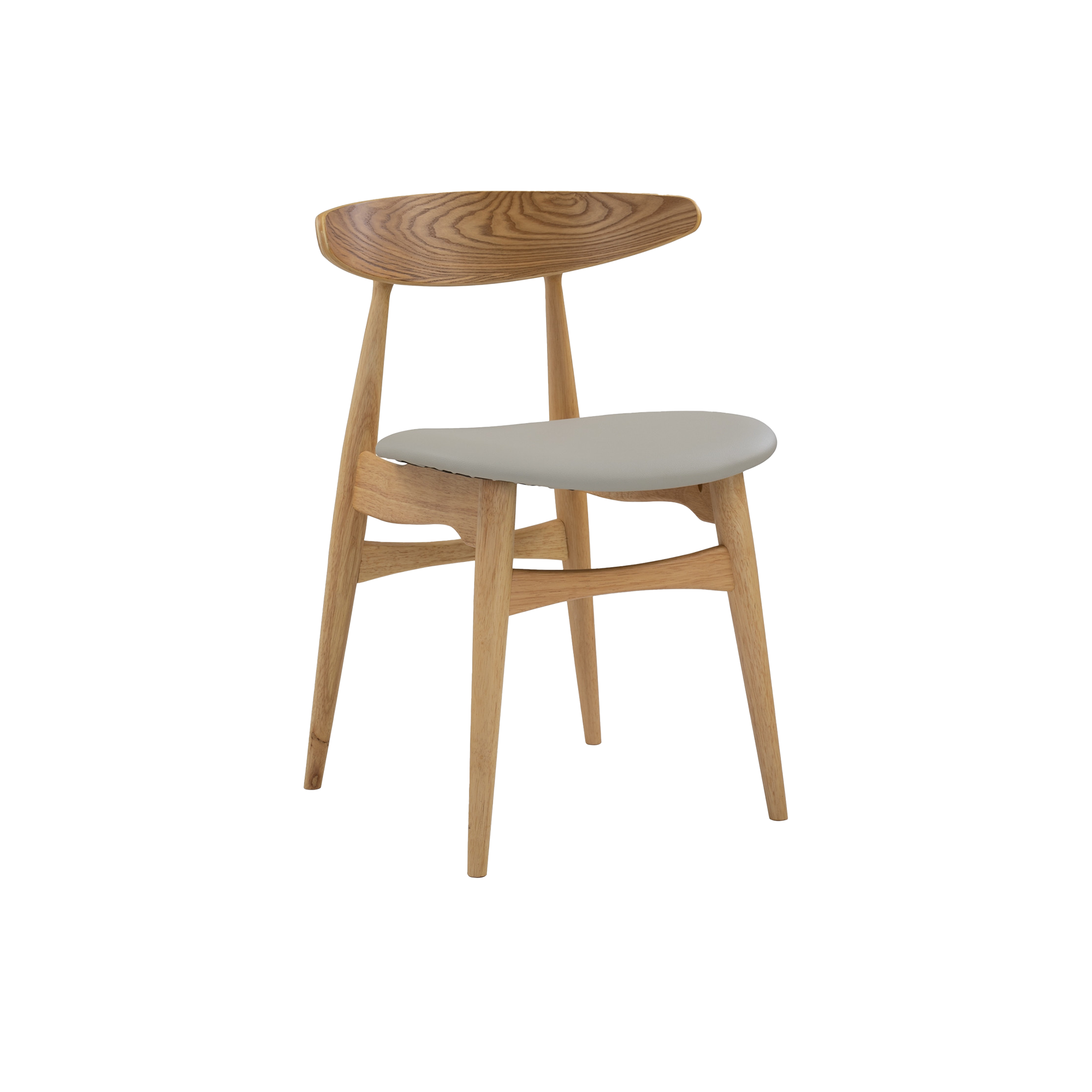 Tricia Dining Chair - Oak, Cream (Faux Leather)