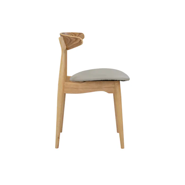 Tricia Dining Chair - Oak, Cream (Faux Leather) - 3