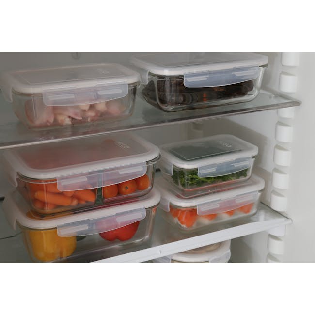 Algo Airtight Stackable Glass Container with Divider - Rectangular (4 Sizes) - 1