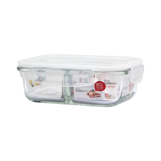 Algo Airtight Stackable Glass Container with Divider - Rectangular (4 Sizes) - 4