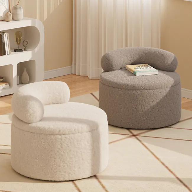 Loom Storage Pouf Stool - Cream - 4