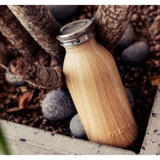 MOSH! Double-walled Stainless Steel Bottle 450ml -  Brown Wood - 3