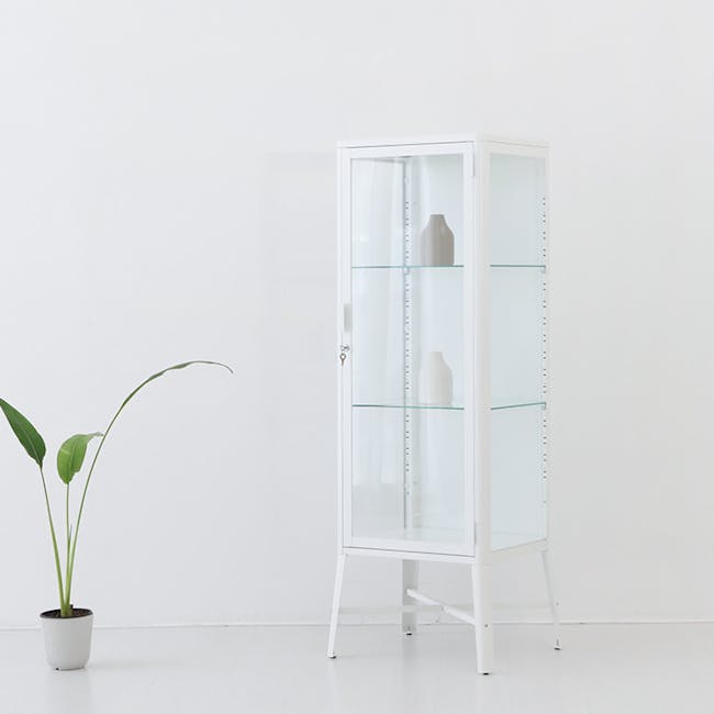 Olavi Glass Display Cabinet 0.6m - White - 6