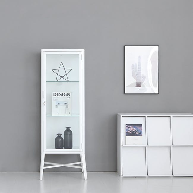 Olavi Glass Display Cabinet 0.6m - White - 1