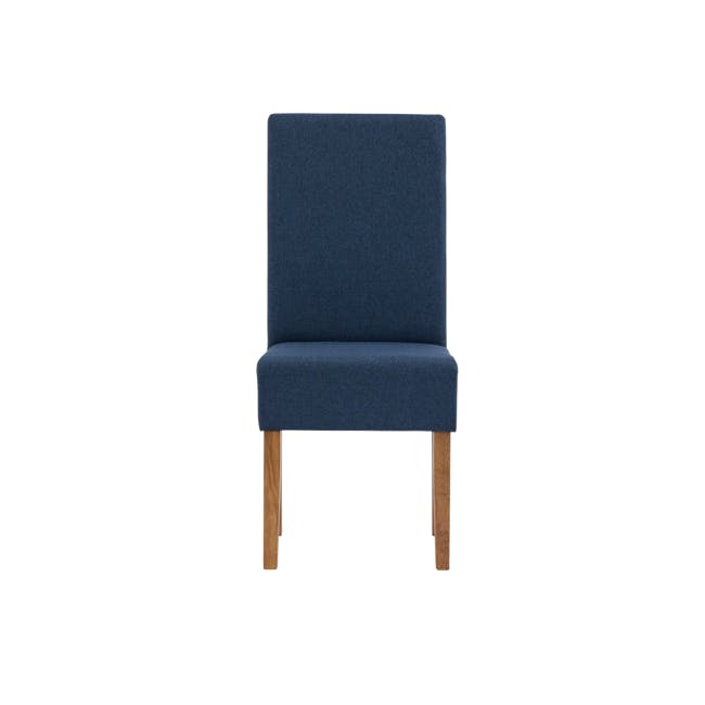 Nora Dining Chair - Natural, Navy (Fabric) - 4 - Blue upholstered chair, wooden legs, minimalist design, modern furniture