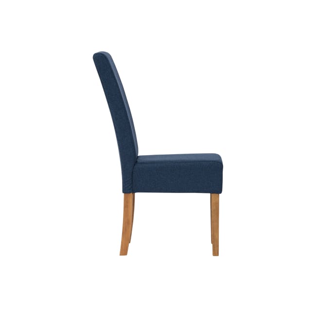 Nora Dining Chair - Natural, Navy (Fabric) - 3 - Modern upholstered chair, navy blue fabric, wooden legs, minimalist design