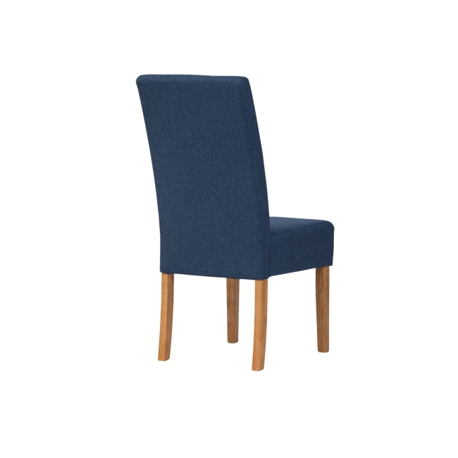 Nora Dining Chair - Natural, Navy (Fabric) - 5 - Blue upholstered dining chair, wooden legs, minimalist design, modern