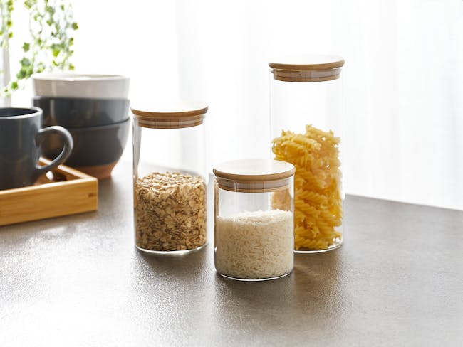 EVERYDAY Glass Jar with Bamboo Lid (Set of 3) - 1