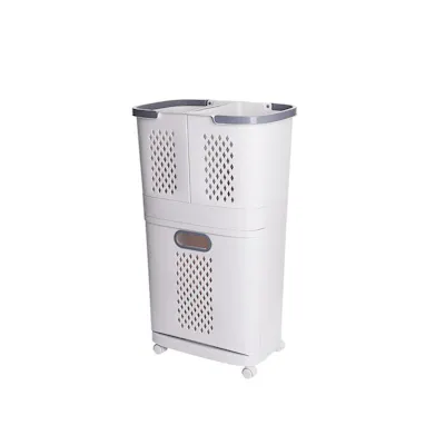 Abbey Movable Laundry Basket With 3 Compartments - Image 1