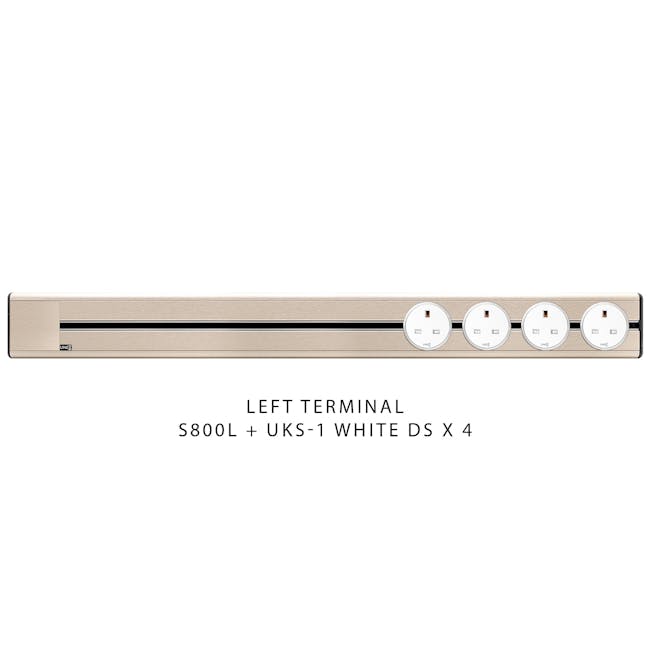 Line8 Power Track 800mm + 4 Adaptors Bundle - Champagne Gold - 5 - - Dual power outlets with UK-style sockets, -