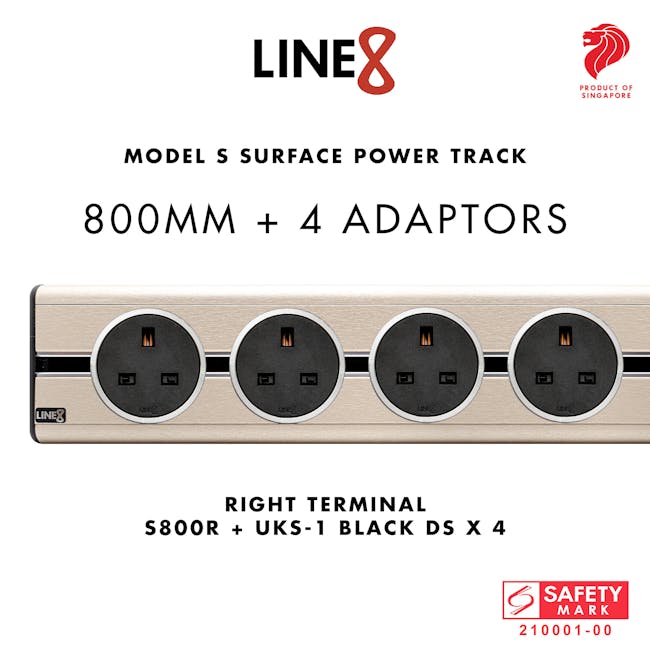 Line8 Power Track 800mm + 4 Adaptors Bundle - Champagne Gold - 5