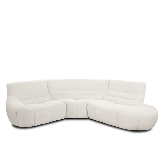 Tara Right Extended Chaise Sofa Unit - Beige - 12 - Sleek, modern white sectional sofa with plush cushions, Ergonomic design