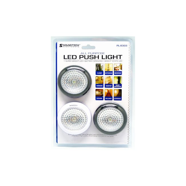 SOUNDTEOH LED Push Light Set of 3 (Battery Operated) - 4