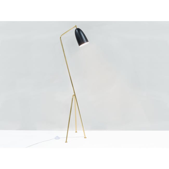 Grasshoppa Floor Lamp - Black, Brass - 1