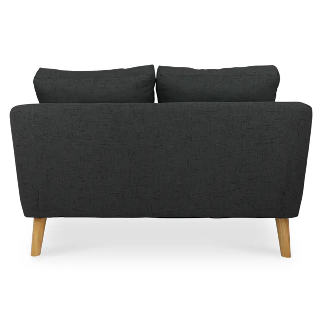 Hana 2 Seater Sofa - Charcoal - 10 - Dark gray upholstered sofa, wooden legs, minimalist design, textured fabric