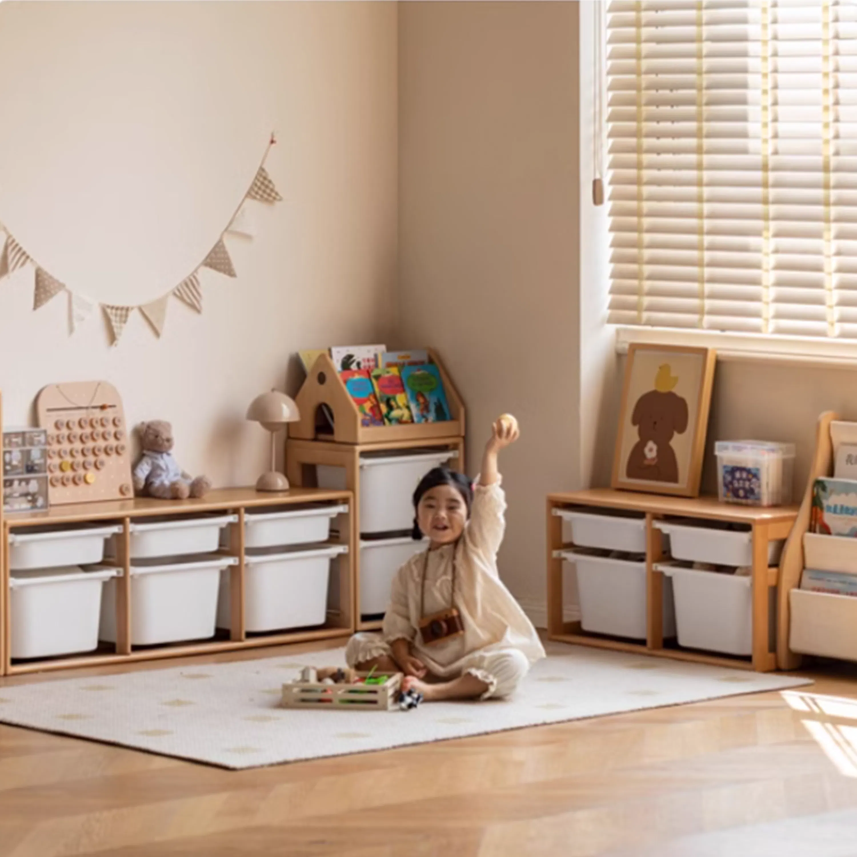 (As-is) Micah Wooden Kids 2 Tier Wide Storage Cabinet 0.84m - 9