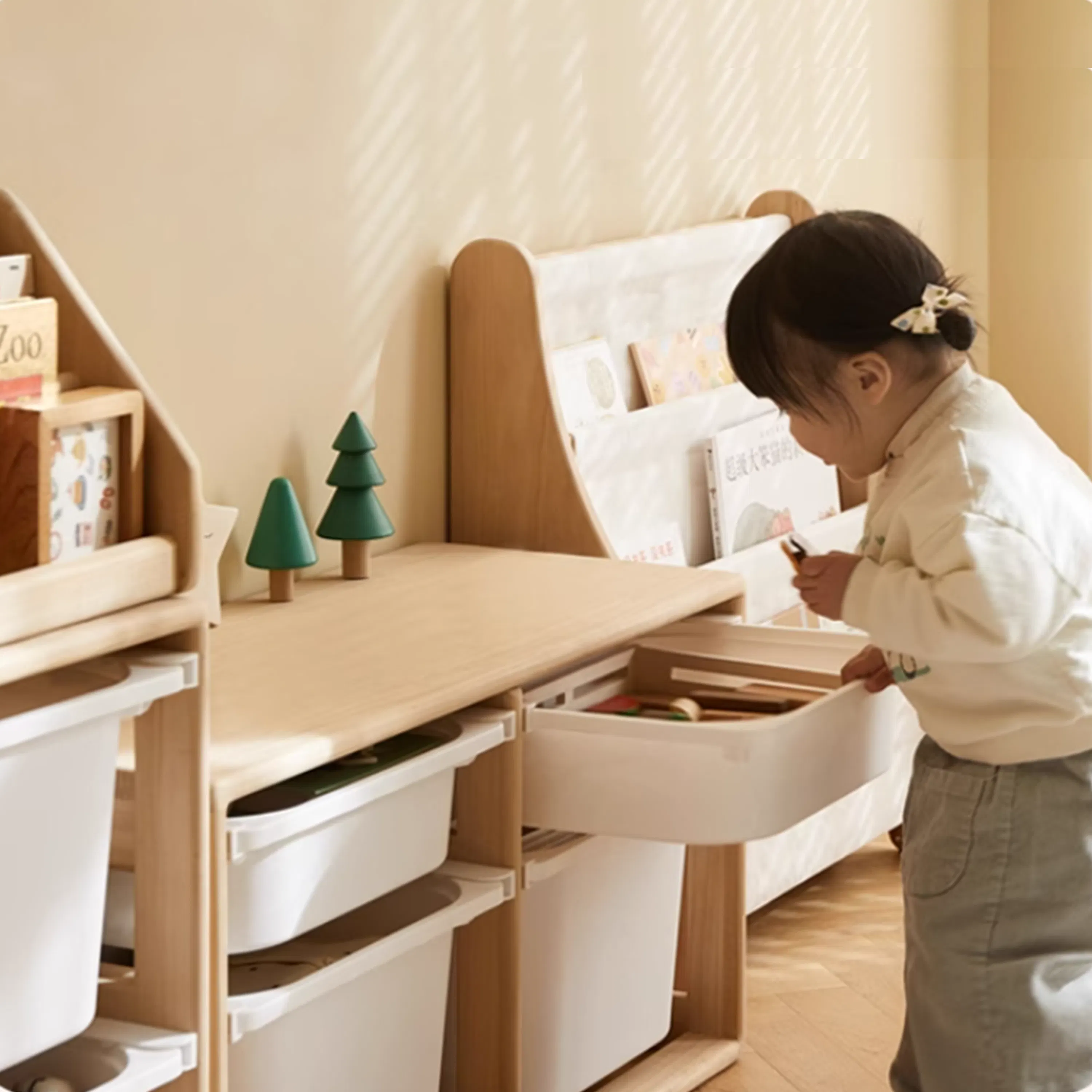 (As-is) Micah Wooden Kids 2 Tier Wide Storage Cabinet 0.84m - 13