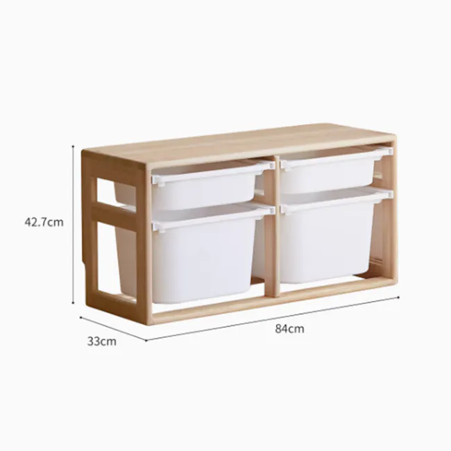 Micah Wooden Kids 2 Tier Wide Storage Cabinet 0.84m - 13 - Wooden kitchen shelf, 33 cm wide, 84 cm tall, 7 cm depth, two