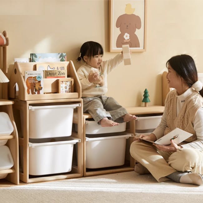 Micah Wooden Kids Toys Storage - Set of 3 - 3 - Wooden playpen, child sitting, toddler, baby, toddler sitting, toddler