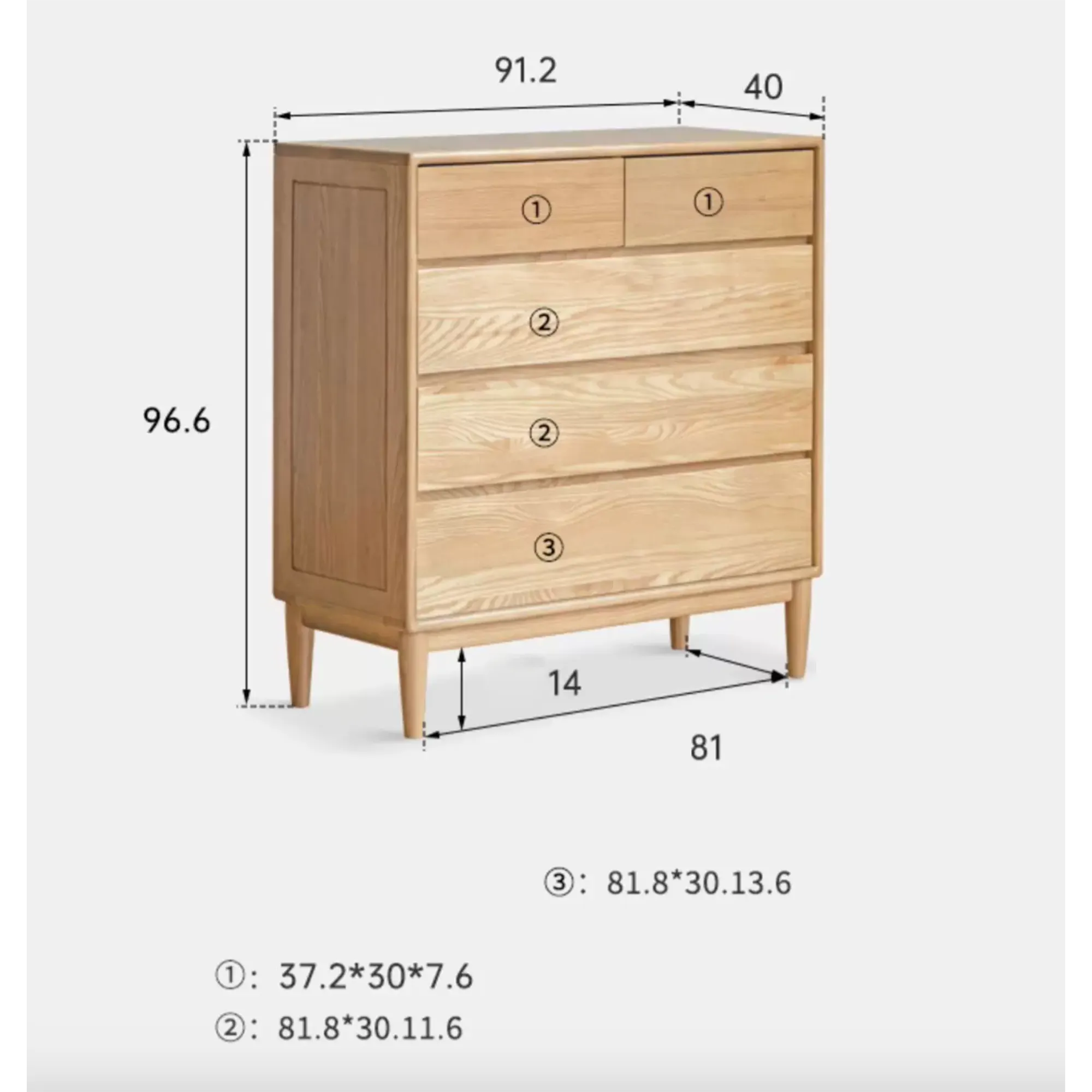 Layton 5 Drawer Chest 0.9m - Oak - 10