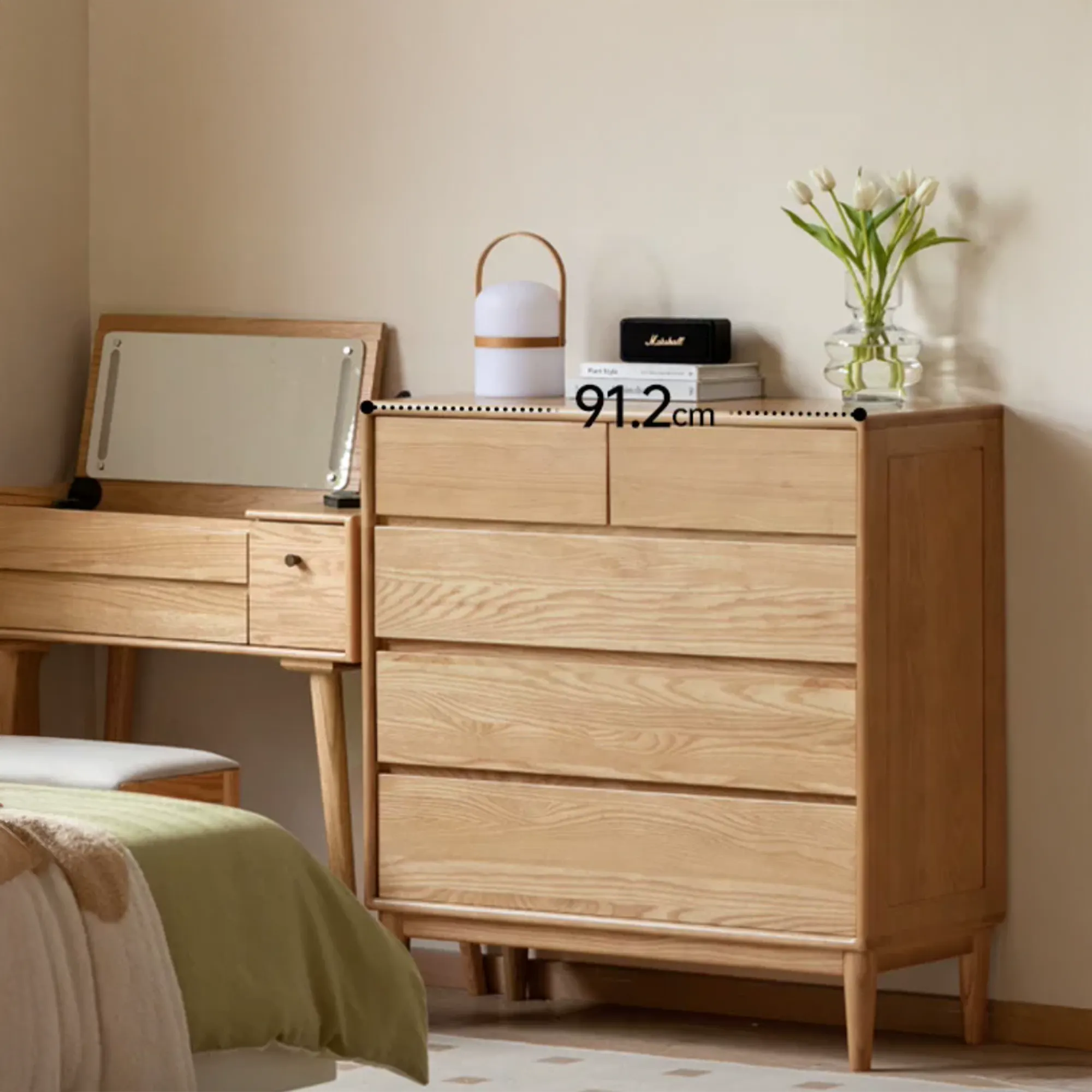 Layton 5 Drawer Chest 0.9m - Oak - 7