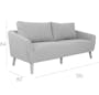 Hana 3 Seater Sofa - Light Grey - 5