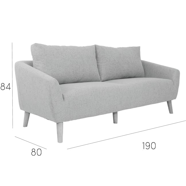 Hana 3 Seater Sofa - Light Grey - 11