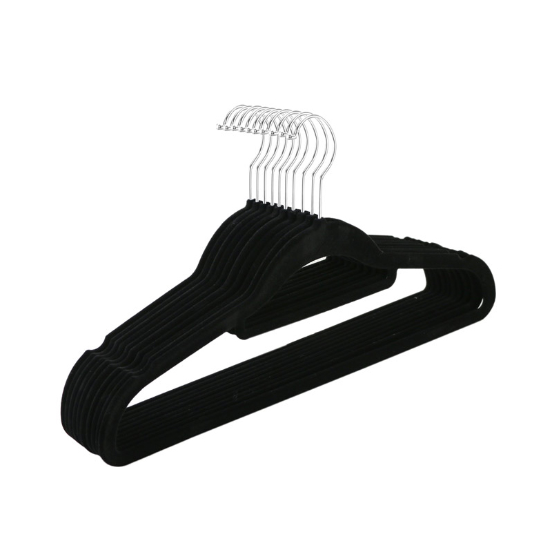 Velvet Clothes Hangers (Set of 10) Black, Wardrobe Organisers by