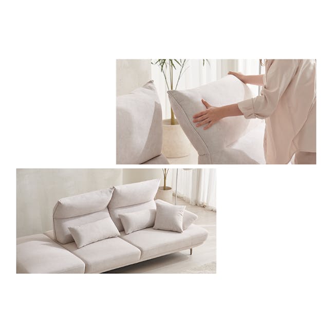 Cornell 3 Seater Adjustable Sofa - Cream (Pet Friendly) - 18