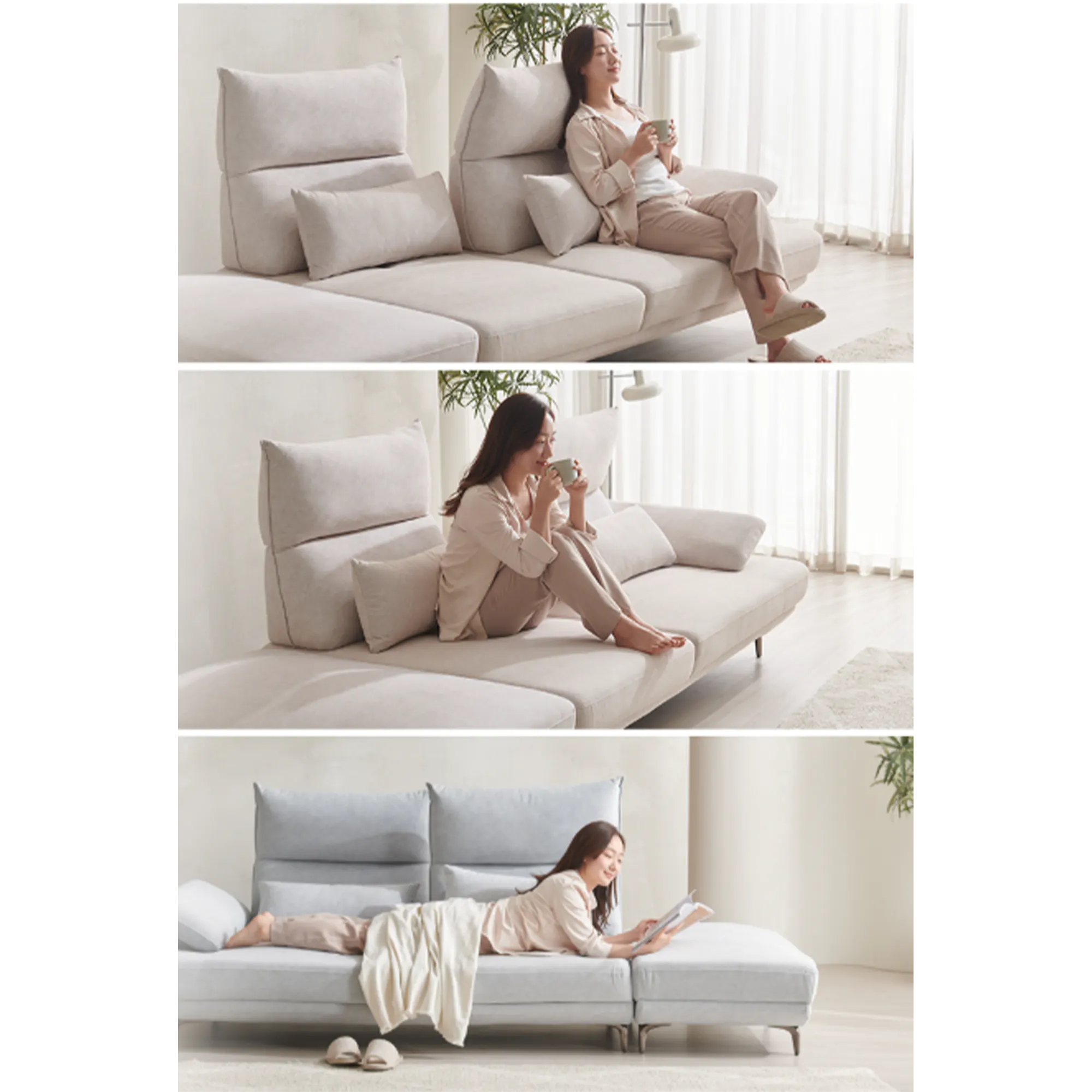 Cornell 3 Seater Adjustable Sofa - Cream (Pet Friendly) - 20