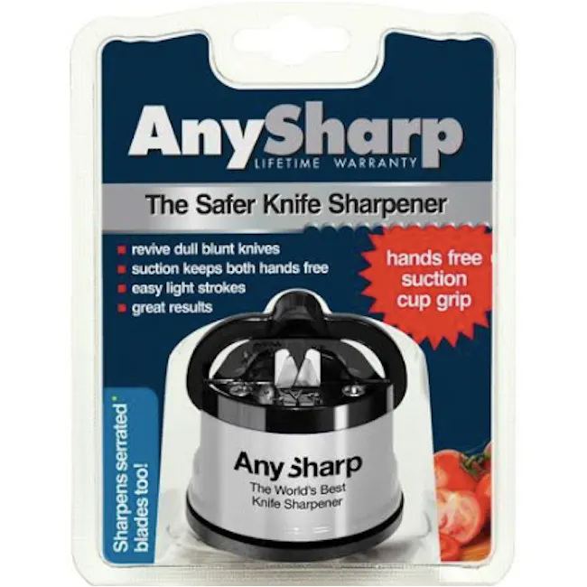 AnySharp Knife Sharpener - Silver - 4 - Knife sharpener, hands-free suction cup grip, dual blade sharpening, durable