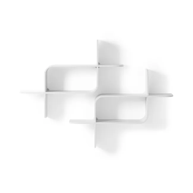 Montage Shelf - White - 11 - Sleek, minimalist white shelving unit, Modern design with clean lines, Abstract geometric