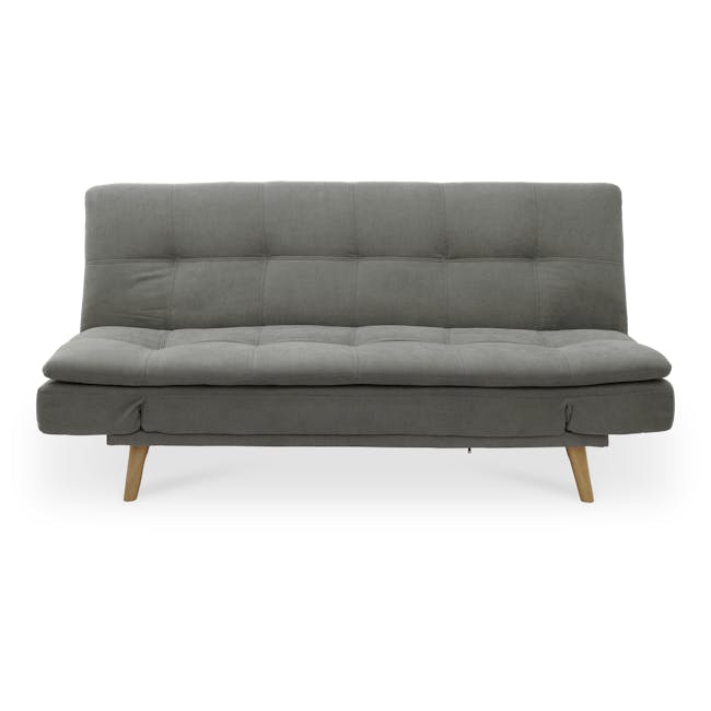 Kara 3 Seater Sofa Bed - Pigeon Grey - 22 - Modern gray upholstered sofa, minimalist design, wooden legs, soft cushioning