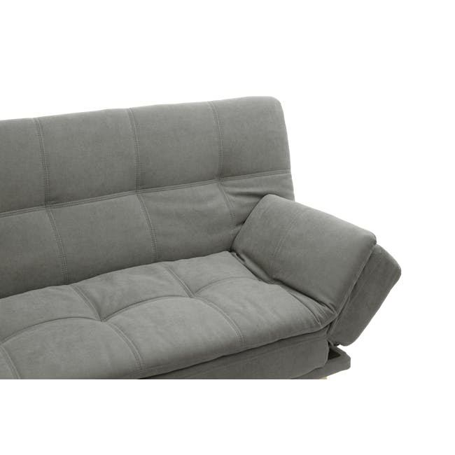 Kara 3 Seater Sofa Bed - Pigeon Grey - 19 - Grey upholstered sofa with quilted design, comfortable seating, modern style