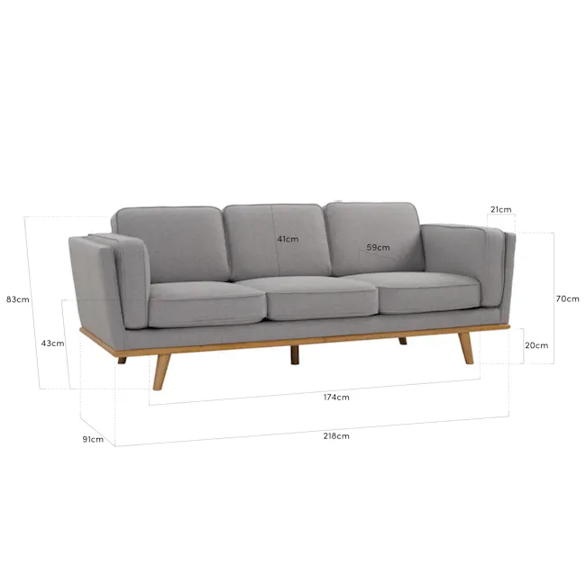 Carter 3 Seater Sofa - Cocoa, Harmonic Tan (Fabric) - 5