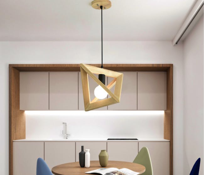 Triangle Wooden Pendant Lamp - 2