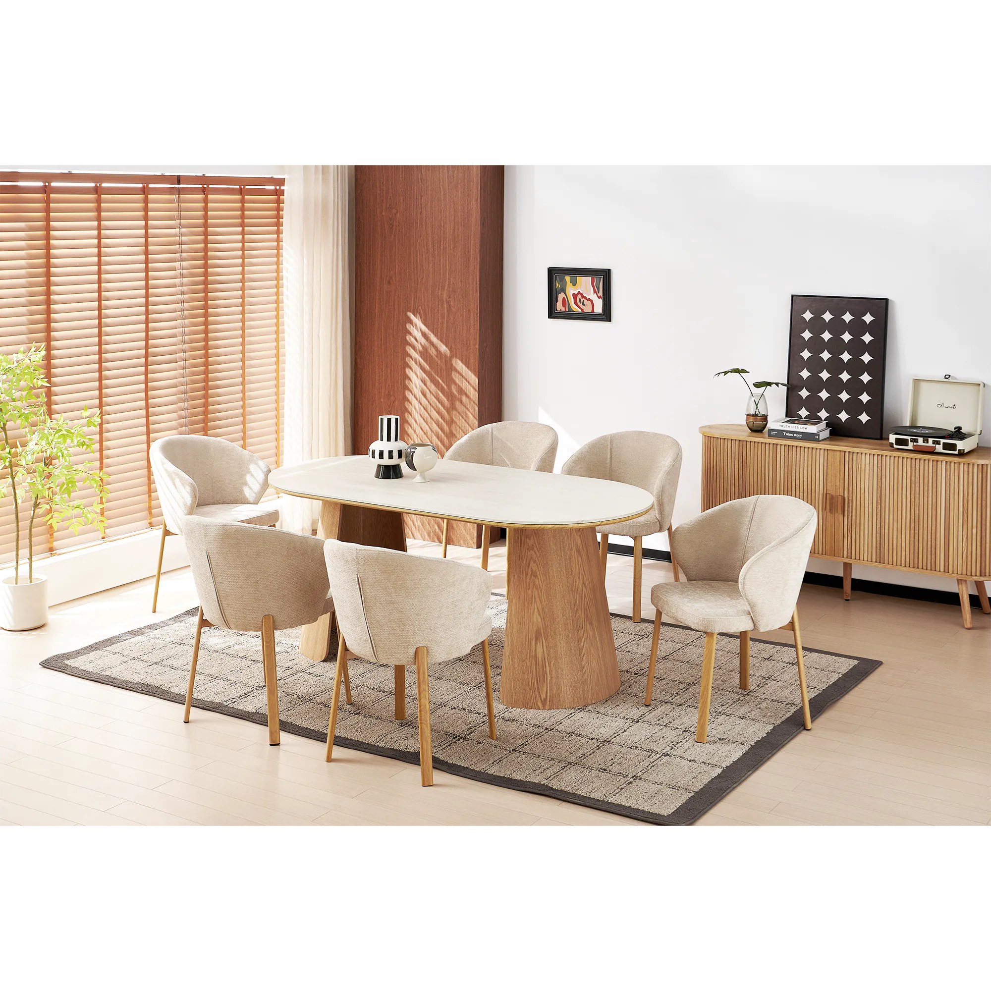 (As-is) Apollo Dining Armchair - Beige, Oak - 14