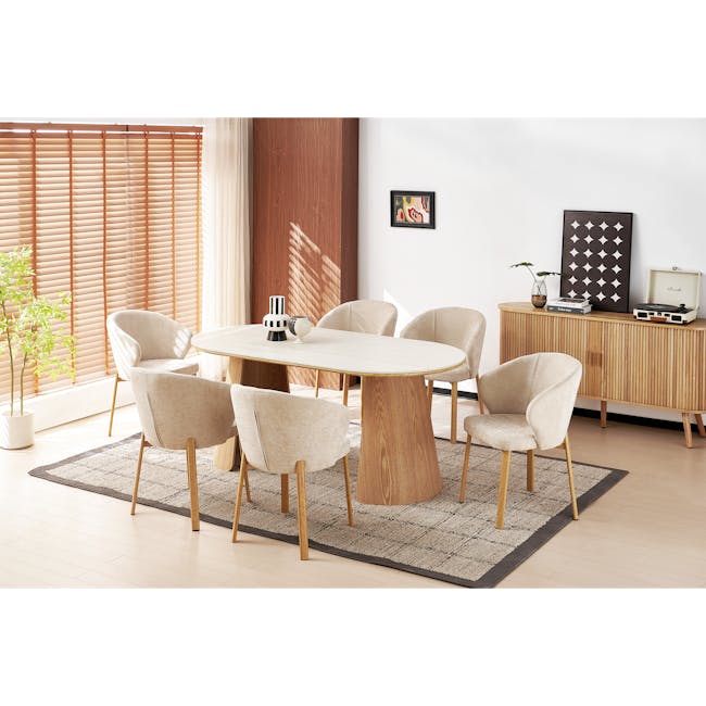 Apollo Dining Armchair - Beige, Oak - 2