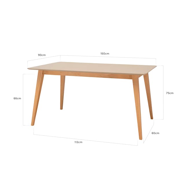 Ralph Dining Table 1.5m - Natural, Taupe Grey - 3