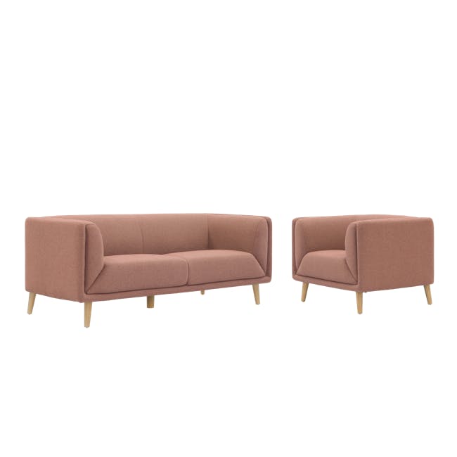 Audrey 3 Seater Sofa with Audrey Armchair - Blush - 0