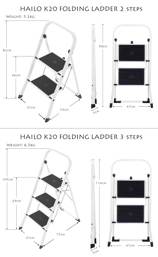 Hailo K40 Folding Ladder 2 Step Stool - 3