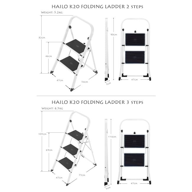 Hailo K40 Folding Ladder 2 Step Stool - 1