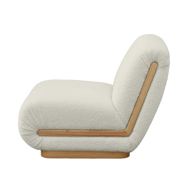 Eloise Lounge Chair - 10 - Cream upholstered recliner, wooden armrest, soft plush fabric, modern design, comfortable