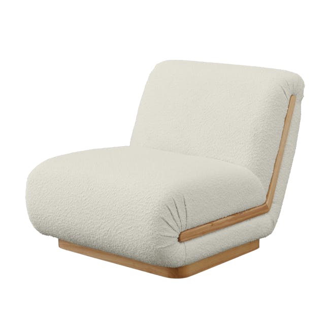 Eloise Lounge Chair - 8 - White upholstered chair, wooden frame, soft fabric, ergonomic design, modern style, comfortable