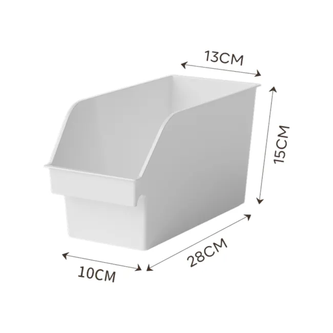 Ivy Open-Top Medium Storage Bin - White - 7 - Compact storage bin with adjustable lid, White plastic container with