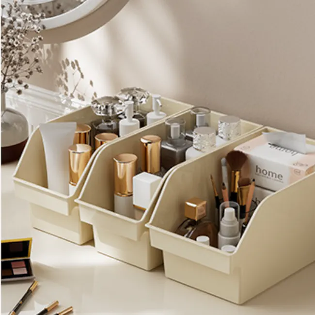 Ivy Open-Top Medium Storage Bin - White - 6 - Organized makeup storage, multifunctional storage bins, makeup organizer