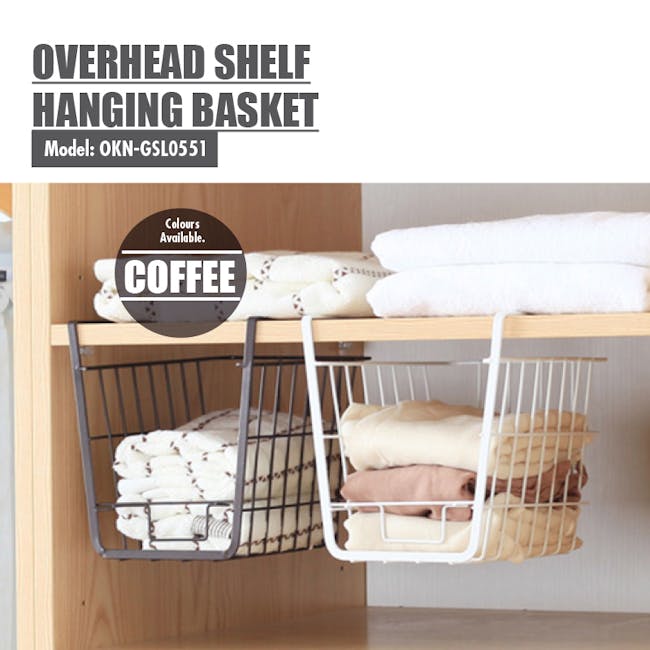 Small Overhead Shelf Hanging Basket - Matt Black - 2